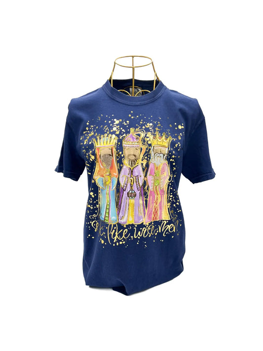 Navy Colorful Seek Like Wise Men Gold Foil Tee