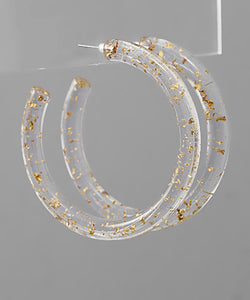 Clear Acrylic & Gold Fleck Hoops