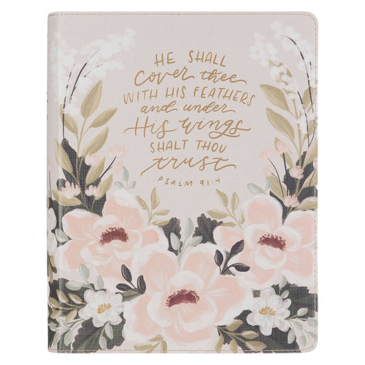 Floral Printed Ps 91:4 Faux Leather KJV Note-taking Bible