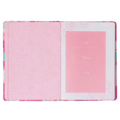 Moments with God for Teen Girls Pink Floral Faux Leather Gift Book