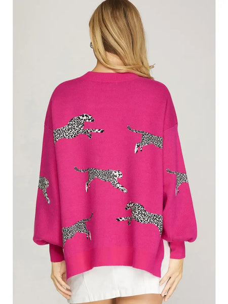 Hot Pink Cheetah Harper Sweater