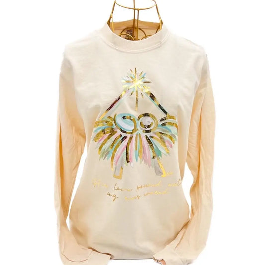 Ivory Pastel Baby Jesus Gold Foil Long Sleeve