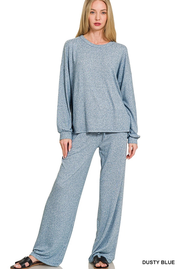 Dusty Blue Kyla Hacci Long Sleeve Tee & Pants Set