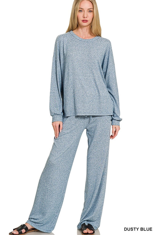 Dusty Blue Kyla Hacci Long Sleeve Tee & Pants Set