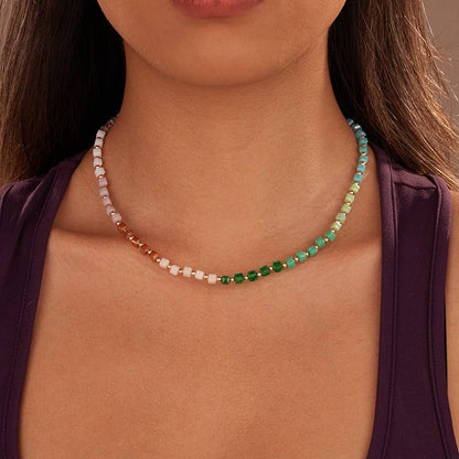 Multicolored Gradient Cube Crystal Necklace