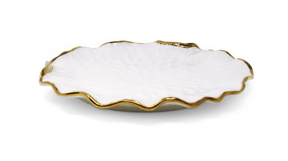 Dinner Plates New Bone China with Gold Scalloped Edge