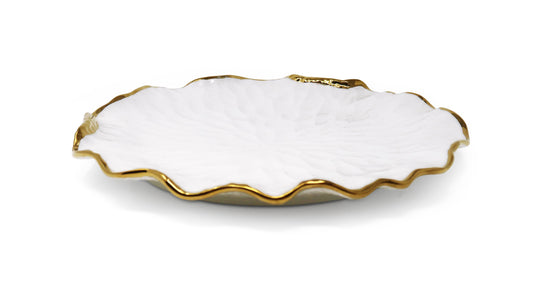 Dinner Plates New Bone China with Gold Scalloped Edge