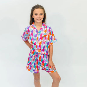Kid's Sweet Heart Satin Pajama Short Set