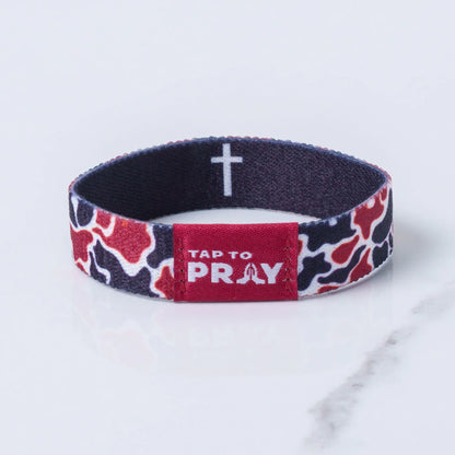Tap To Pray™ Wristbands - Maroon & Black Team Camo