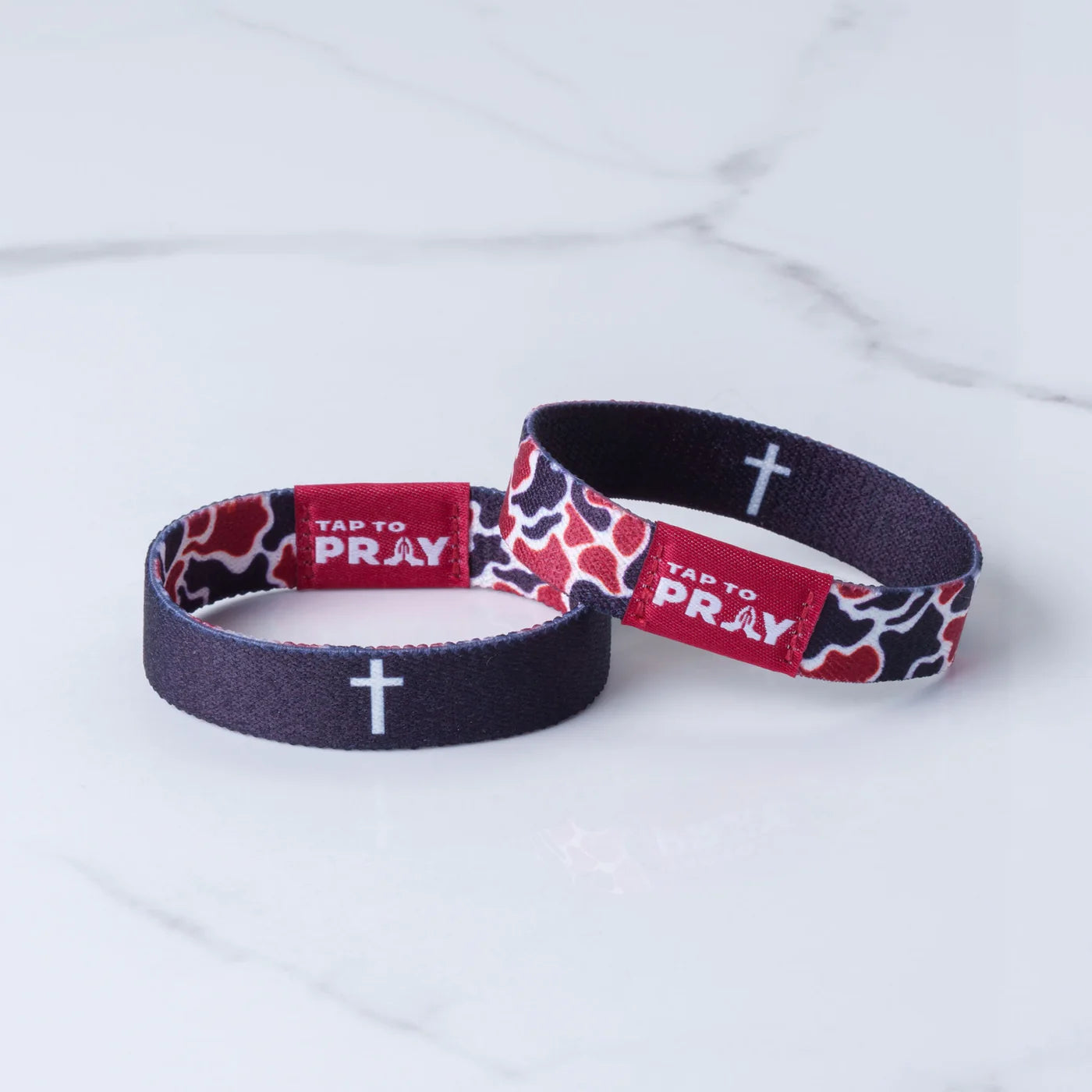 Tap To Pray™ Wristbands - Maroon & Black Team Camo