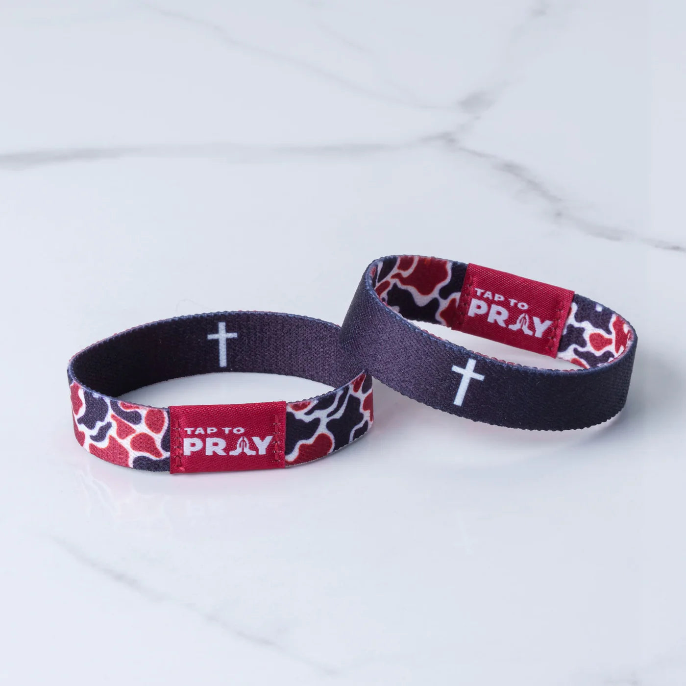 Tap To Pray™ Wristbands - Maroon & Black Team Camo