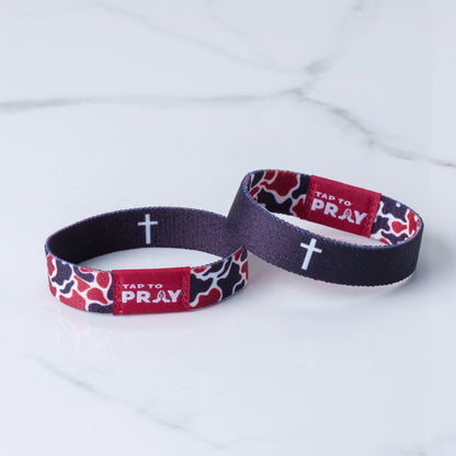Tap To Pray™ Wristbands - Maroon & Black Team Camo