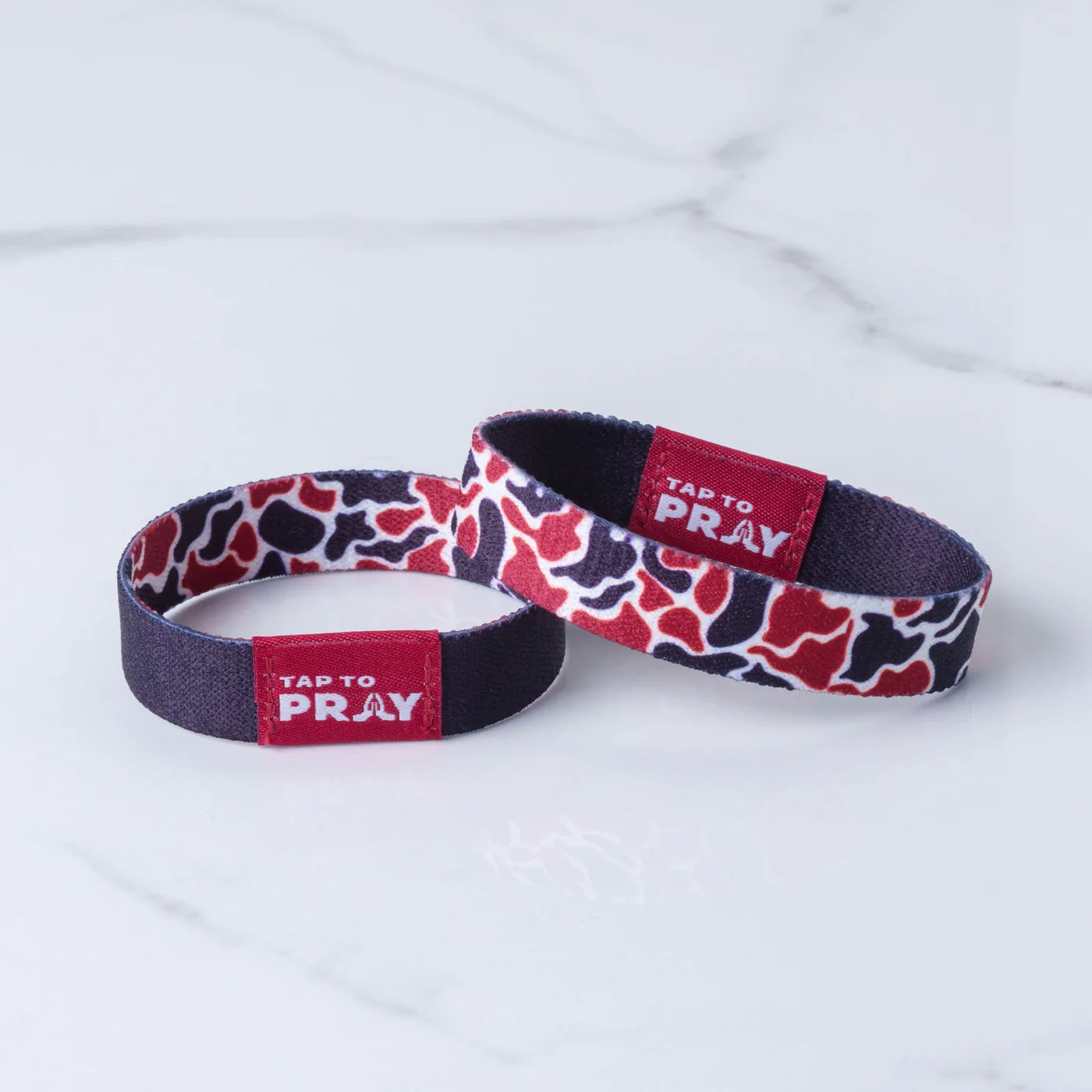 Tap To Pray™ Wristbands - Maroon & Black Team Camo