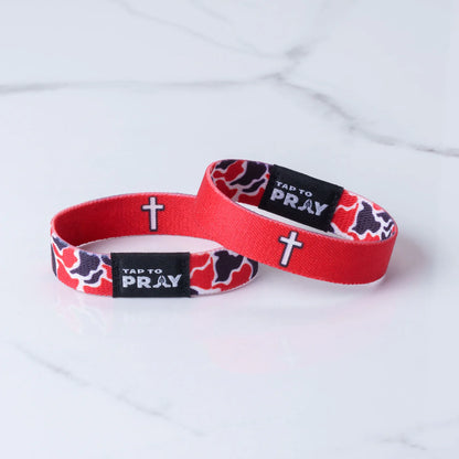 Tap To Pray™ Wristbands - Red & Black Team Camo
