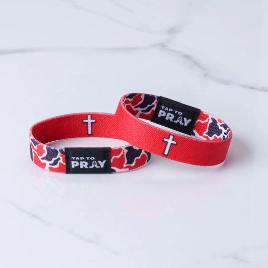 Tap To Pray™ Wristbands - Red & Black Team Camo