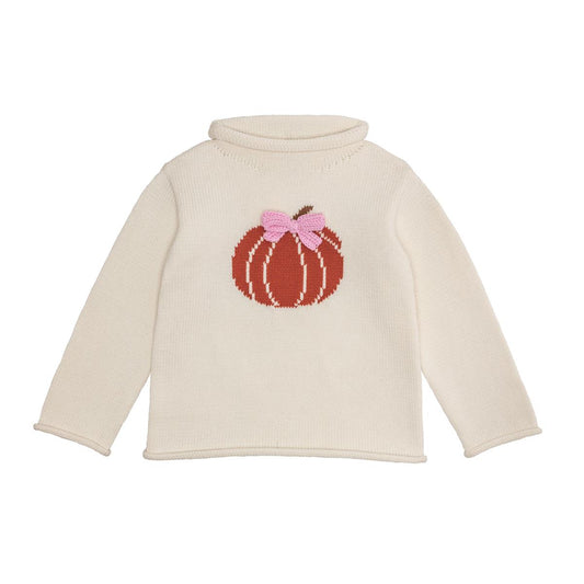 Mud Pie Bow Pumpkin Rollneck Sweater