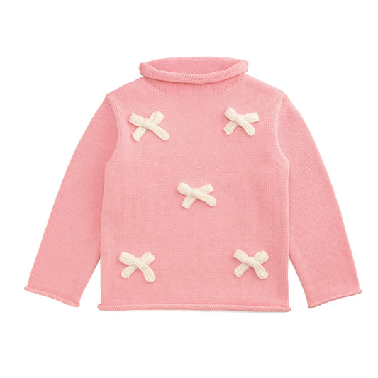 Mud Pie Light Pink Bow Rollneck Sweater