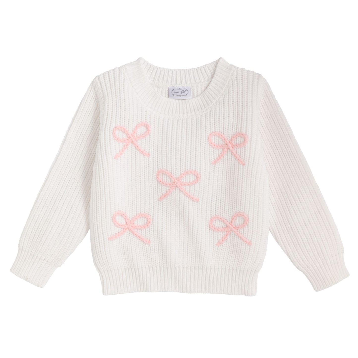 Mud Pie Bow Chainstitch Sweater
