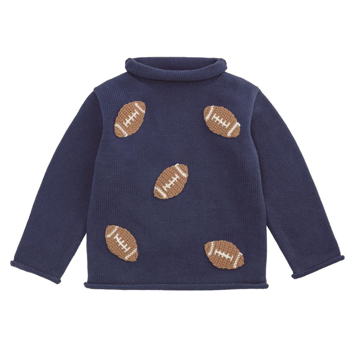 Mud Pie Navy Football Rollneck Sweater