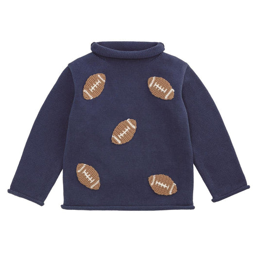 Mud Pie Navy Football Rollneck Sweater
