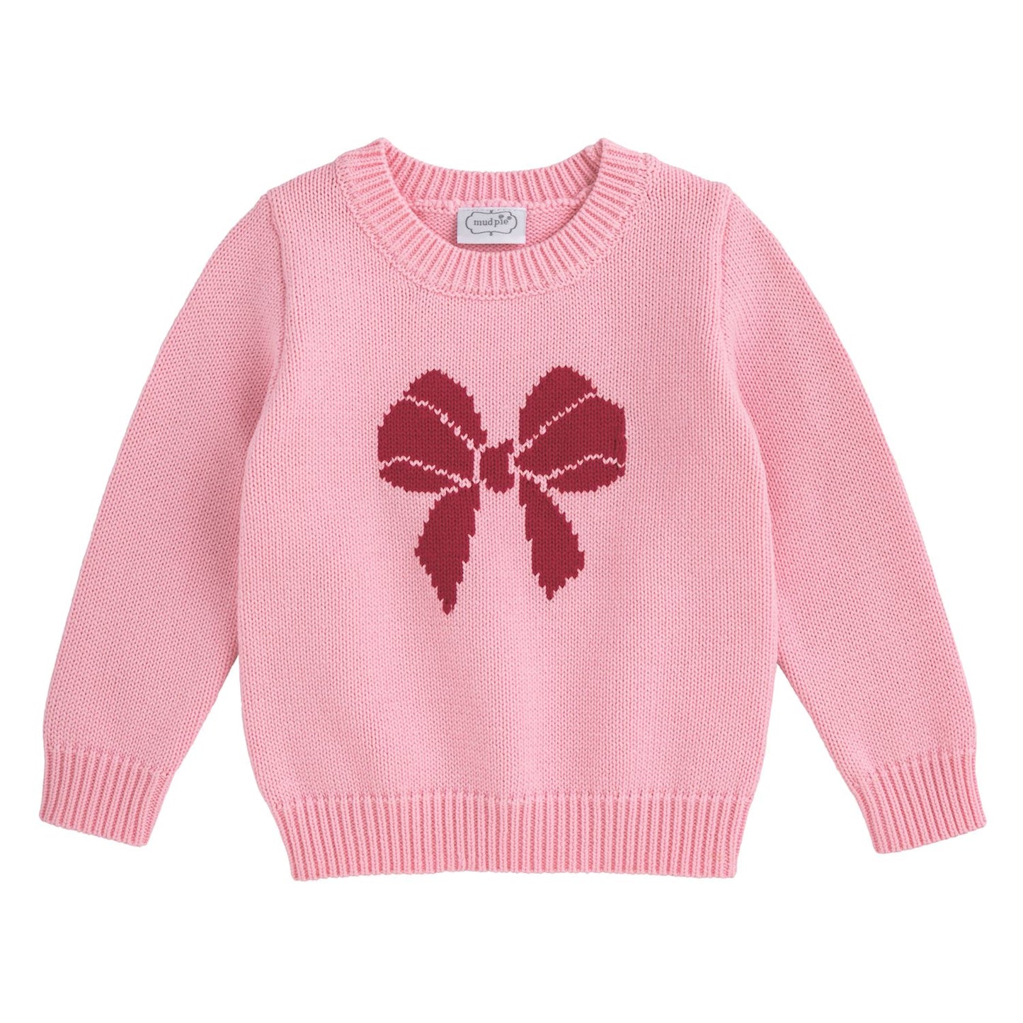 Mud Pie Pink Bow Crewneck Sweater