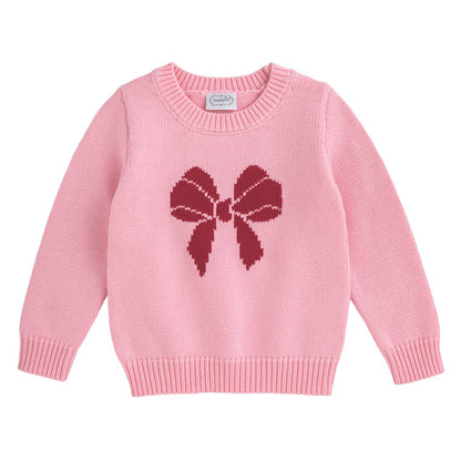 Mud Pie Pink Bow Crewneck Sweater
