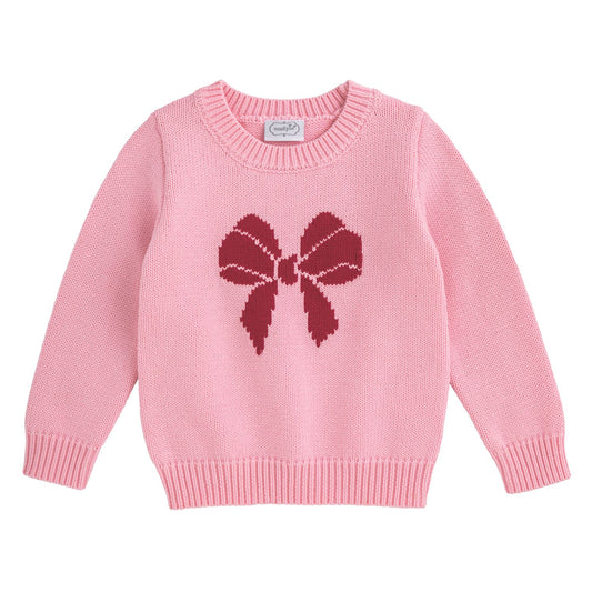 Mud Pie Pink Bow Crewneck Sweater