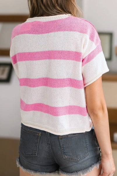 Pink Stephanie Striped Knit Sweater