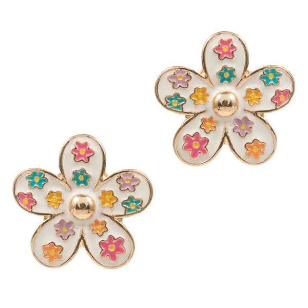 Floral Petals Enamel Post Earrings