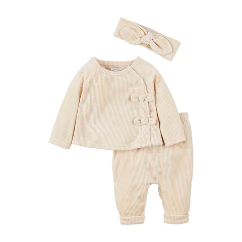 Mud Pie Ivory Velour Baby Outfit Set