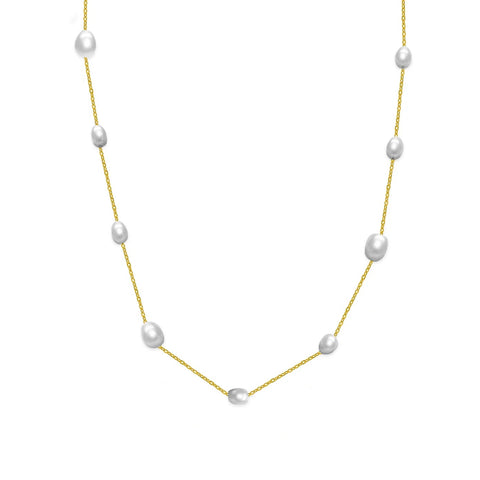 14K Gold Pearls By the Inch Necklace - Perfectly Pearl