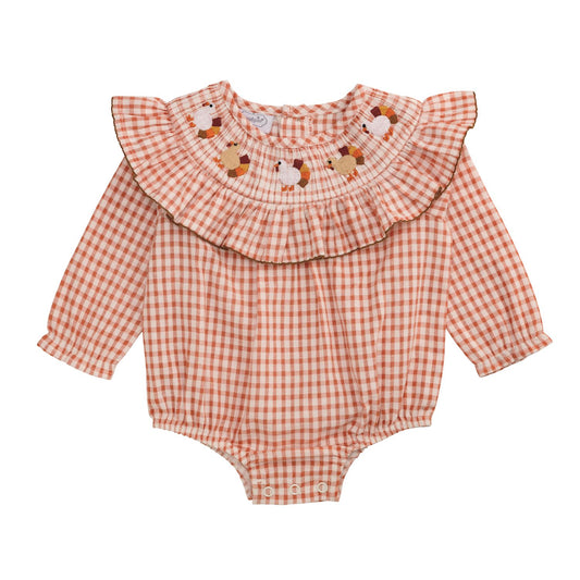 Mud Pie Smocked Gingham Turkey Bubble
