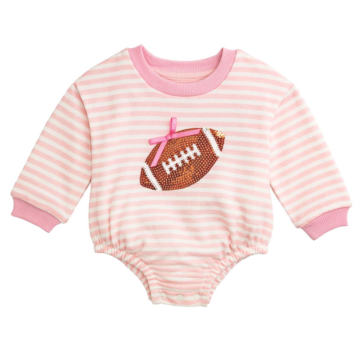 Mud Pie Stripe Sequin Football Sweatshirt Bubble