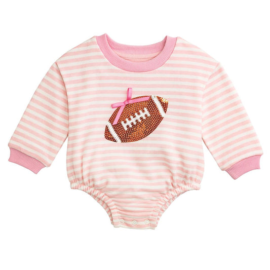 Mud Pie Stripe Sequin Football Sweatshirt Bubble