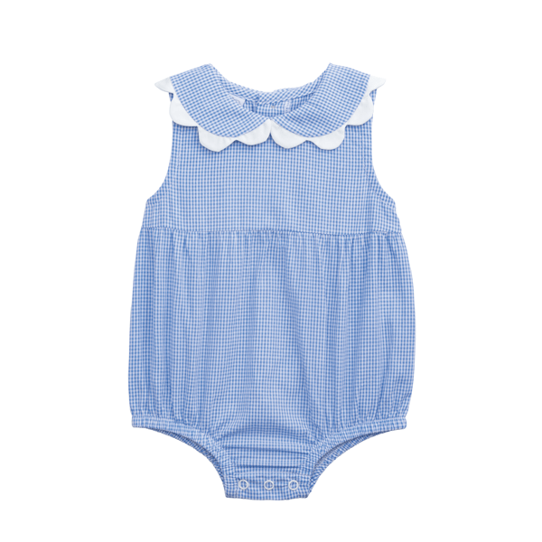 Mud Pie Blue Gingham Scallop Bubble