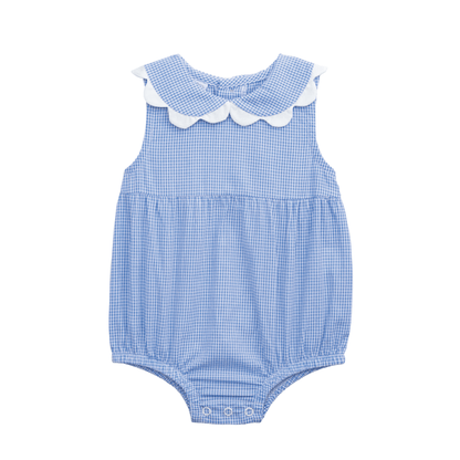 Mud Pie Blue Gingham Scallop Bubble