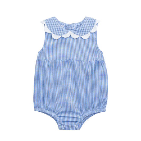 Mud Pie Blue Gingham Scallop Bubble
