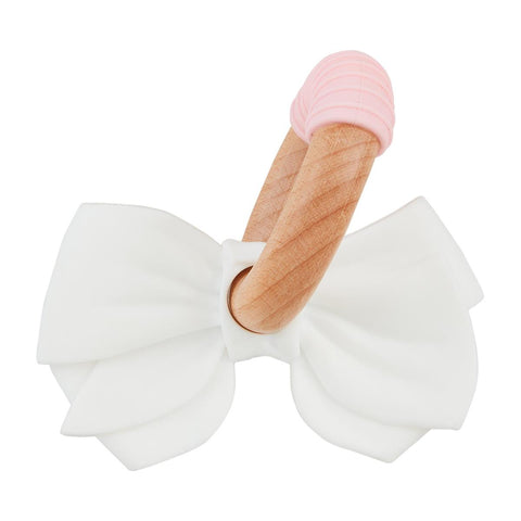 Mud Pie White Bow Silicone Teether
