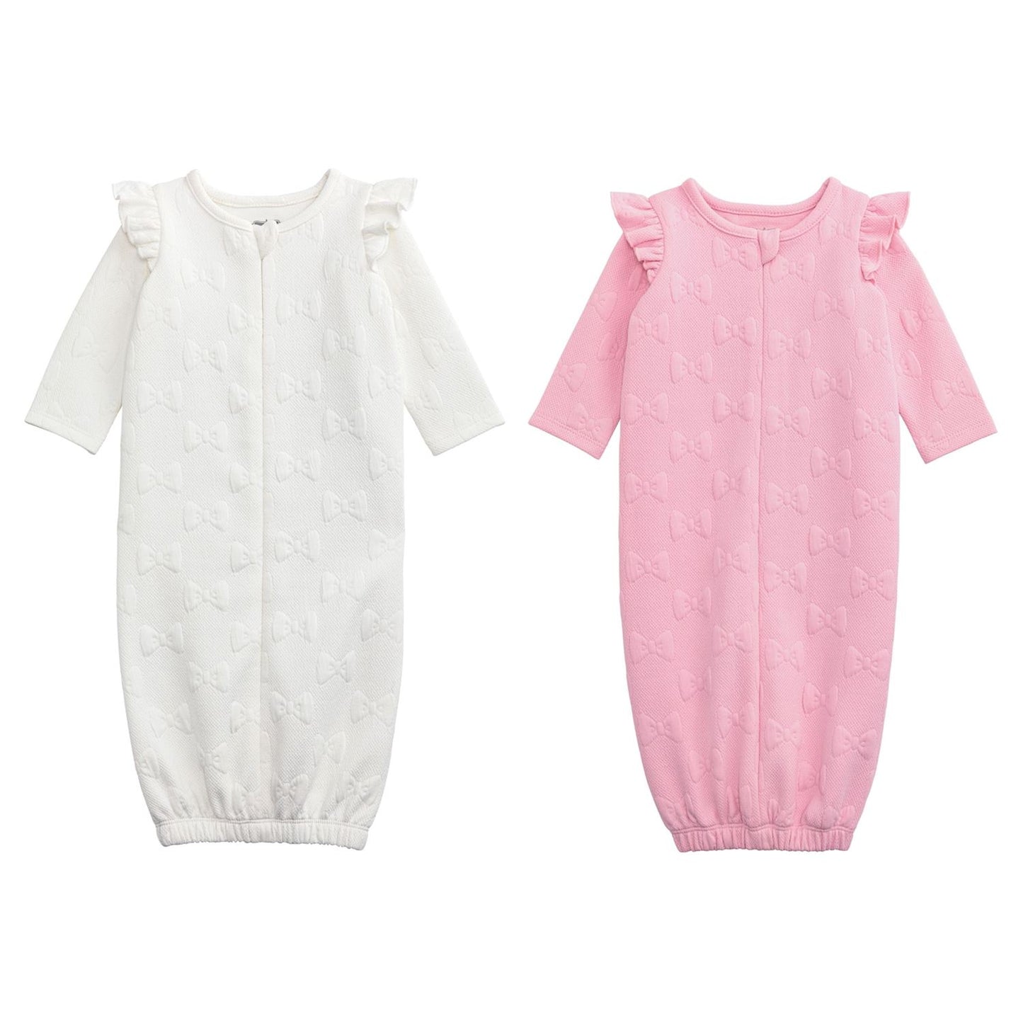 Mud Pie Quilted Bow Ruffle Sleeved Gowns