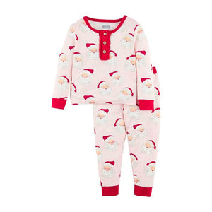 Mud Pie Pink Vintage Santa Pajama Pant Set