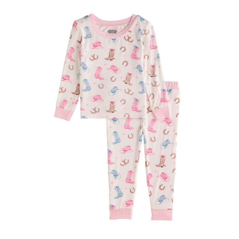 Mud Pie Girl Cowboy Print Pajamas