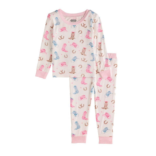 Mud Pie Girl Cowboy Print Pajamas