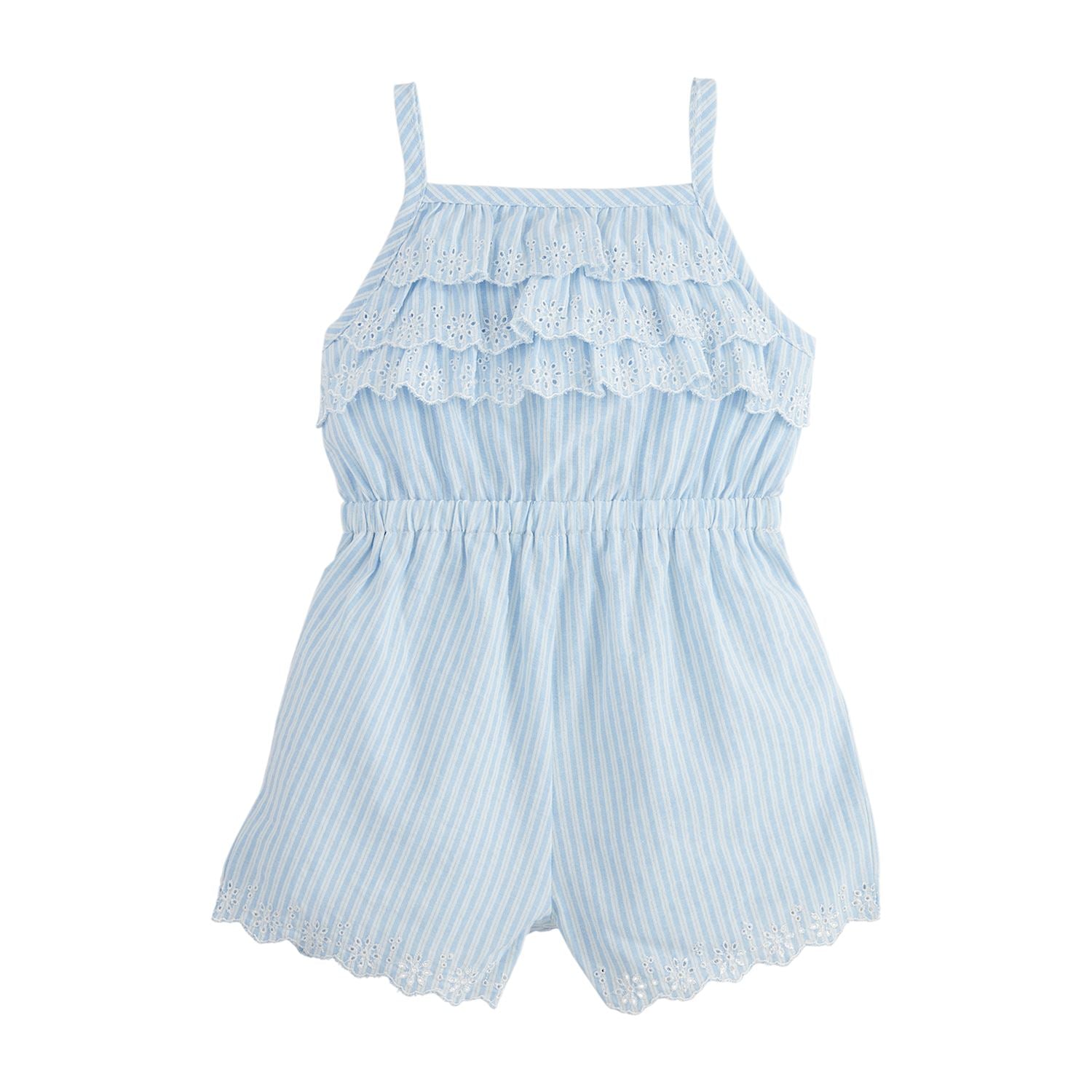 Mud Pie Blue Stripe Eyelet Romper