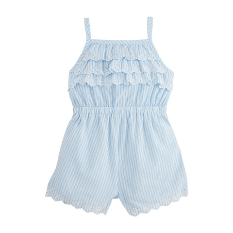 Mud Pie Blue Stripe Eyelet Romper