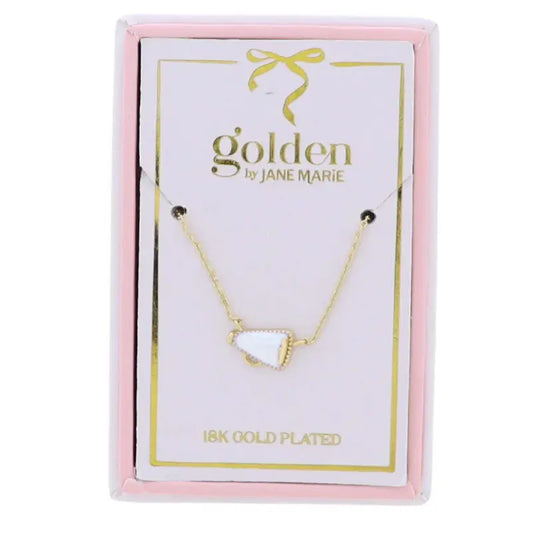 Kids 18K Gold Plated with White Megaphone Necklace