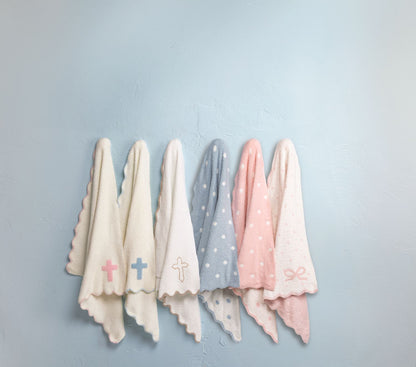 Mud Pie Pink Cross Chenille Blanket