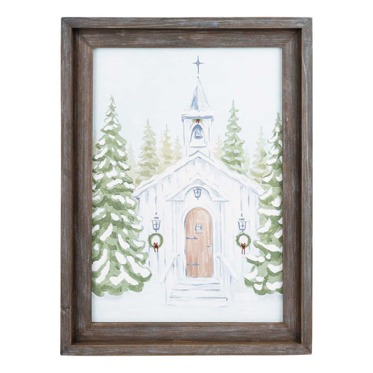 Christmas Church Large Framed Canvas by Glory Haus