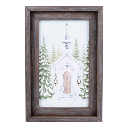 Christmas Church Small Framed Canvas by Glory Haus