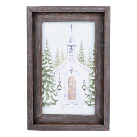 Christmas Church Small Framed Canvas by Glory Haus