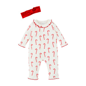 Mud Pie Candy Cane One-Piece & Headband Set